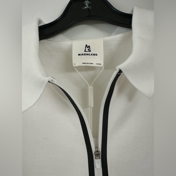 NWT $95 Magnlens Half zip Up Polo Shirt White Small S Cotton Blended Regular Fit - Picture 6 of 12